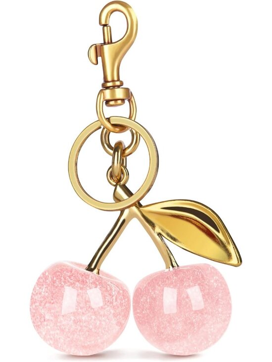 Accessories - Women Pink Sparkling Purse Charms gloss Sparkling Resin Cherry Bag Keychains